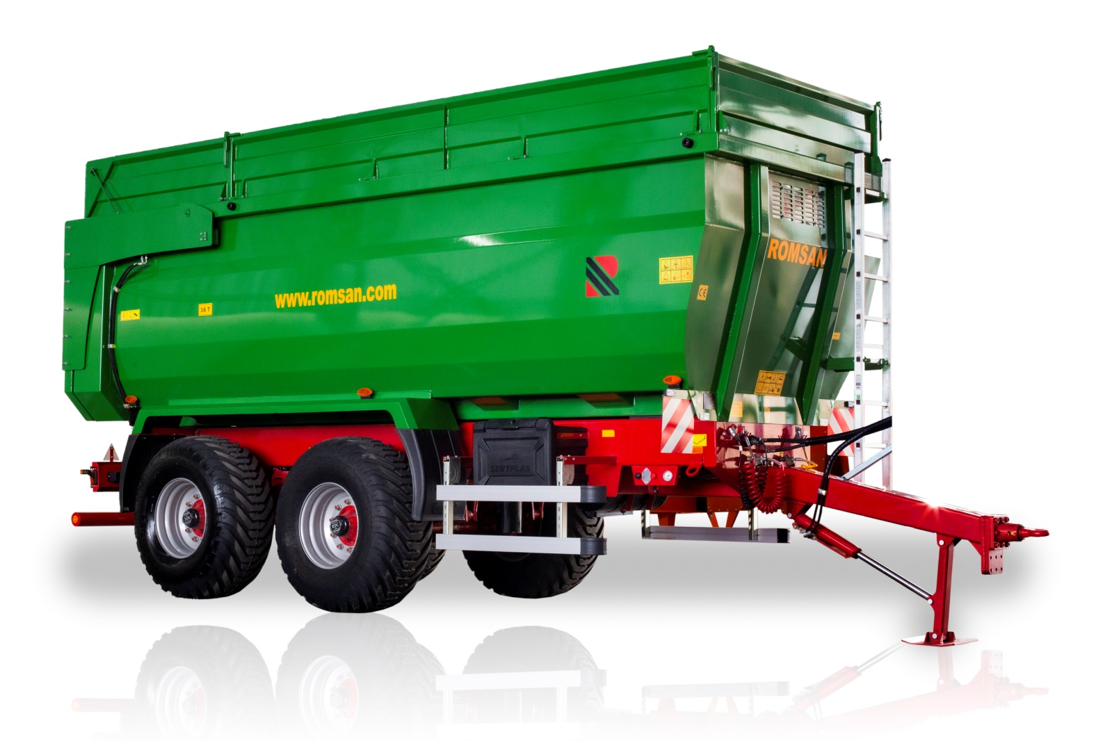 ROMSAN R160TAHKP4 - TANDEM BENA TIP U 16t, basculare spate, frana pe aer, axa viratoare spate de vanzare