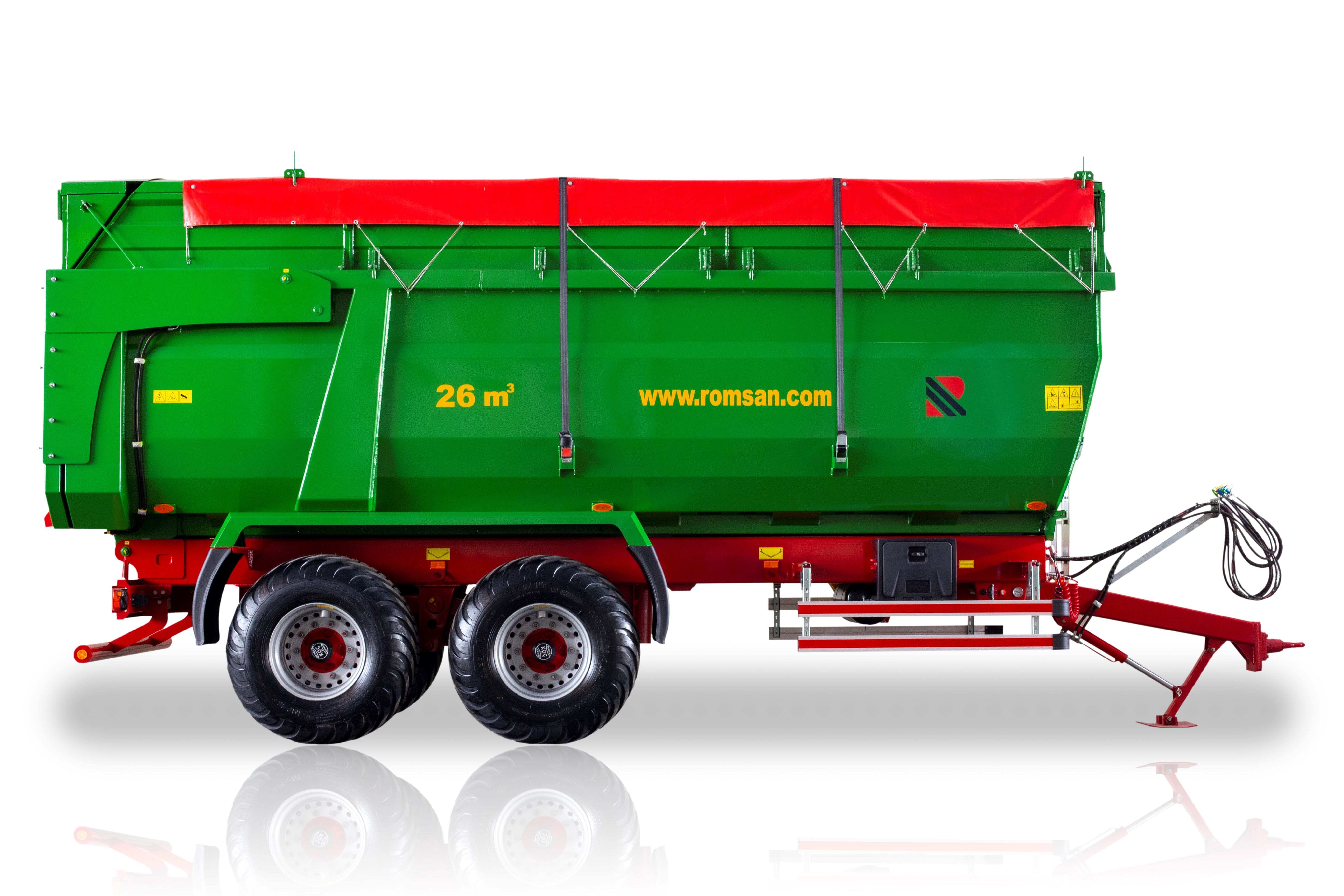 ROMSAN R160TAHKP4-LONG - TANDEM BENA TIP U 18t, basculare spate, frana pe aer, axa viratoare (R180TAHK) de vanzare